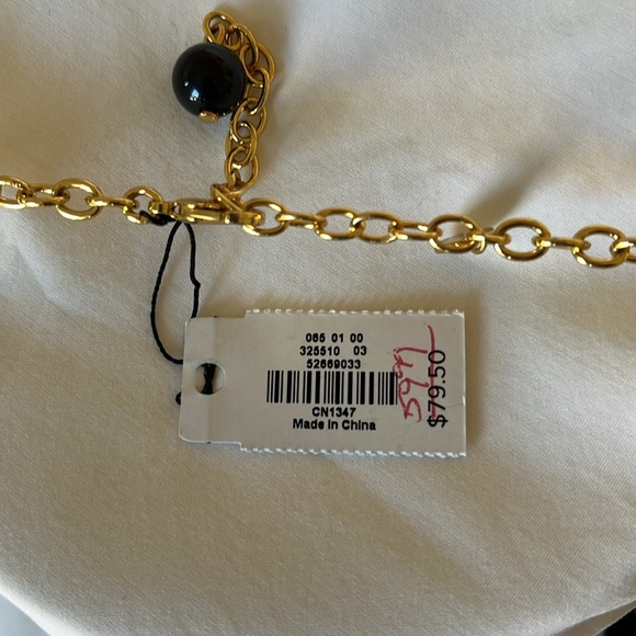 NWT Talbots 3-strand bead necklace. Navy blue & gold beads w/9” extender - Picture 4 of 11